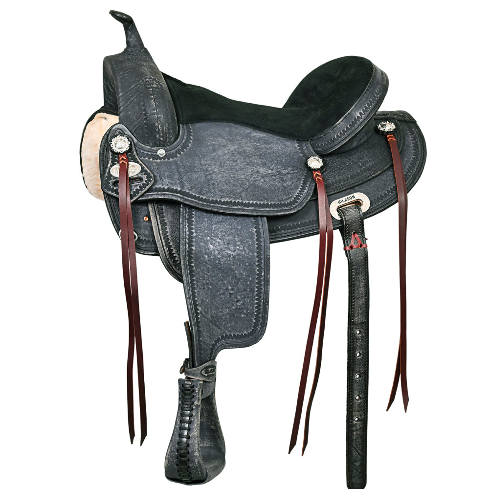HILASON Western Horse Treeless Trail Pleasure American Leather Saddle | Barrel for Horses