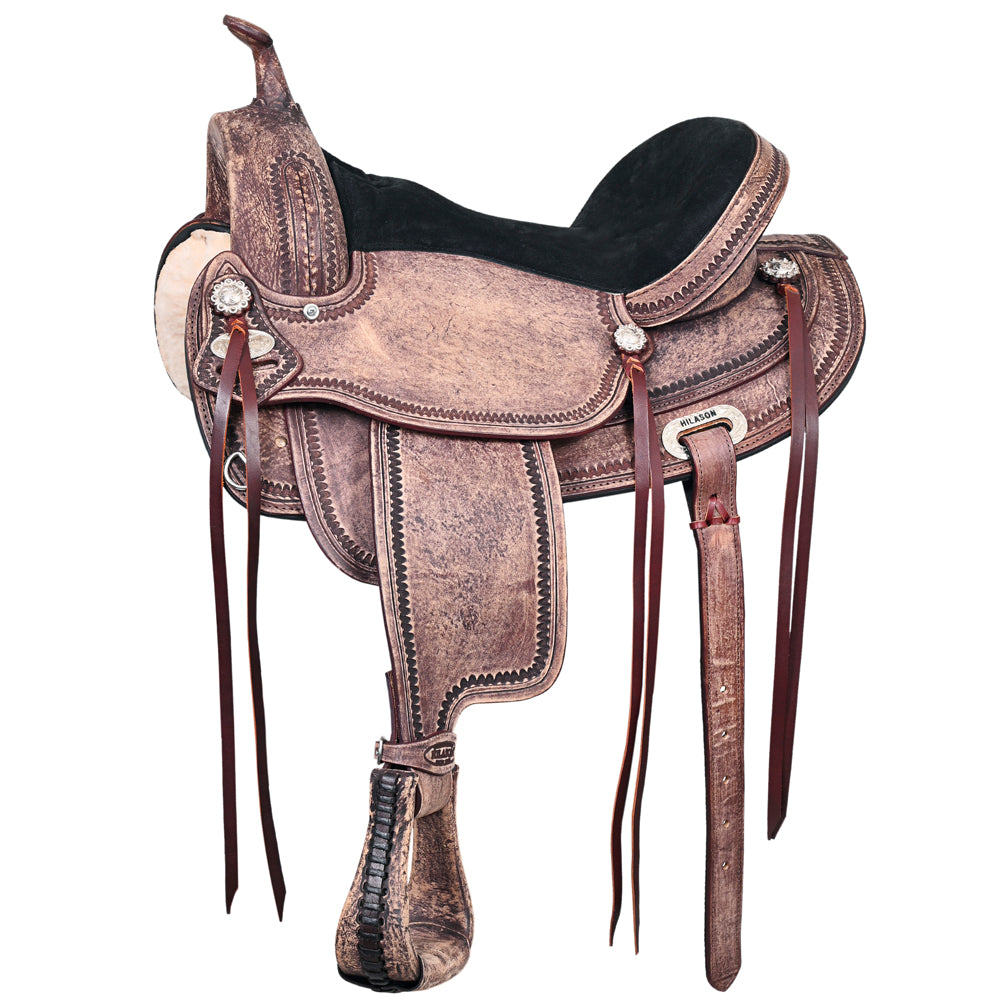 HILASON Western Horse Saddle American Leather Treeless Trail Pleasure | Barrel for Horses