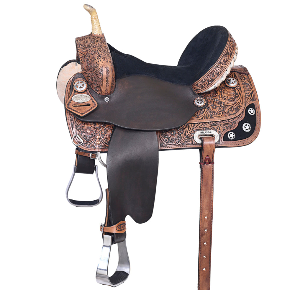 HILASON Western Horse Saddle American Leather Treeless Trail Barrel | for Horses