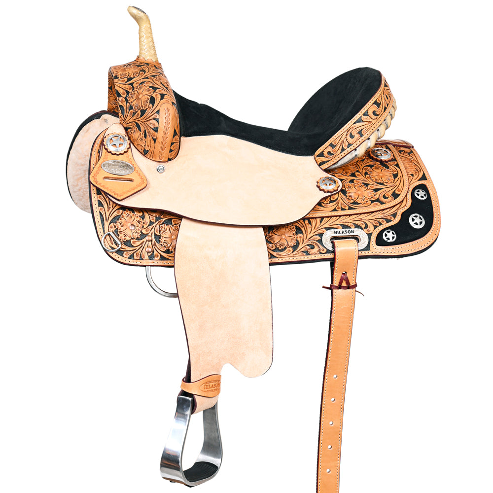 HILASON Western Horse Saddle American Leather Treeless Trail Barrel | for Horses