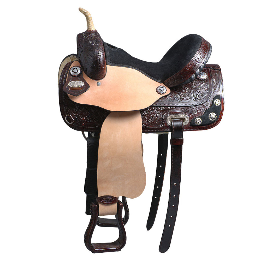HILASON Western Horse Saddle American Leather Treeless Trail Barrel | for Horses
