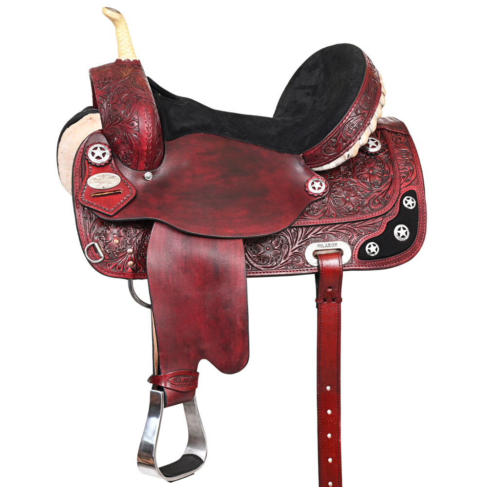 HILASON Western Horse Saddle American Leather Treeless Trail Barrel | for Horses