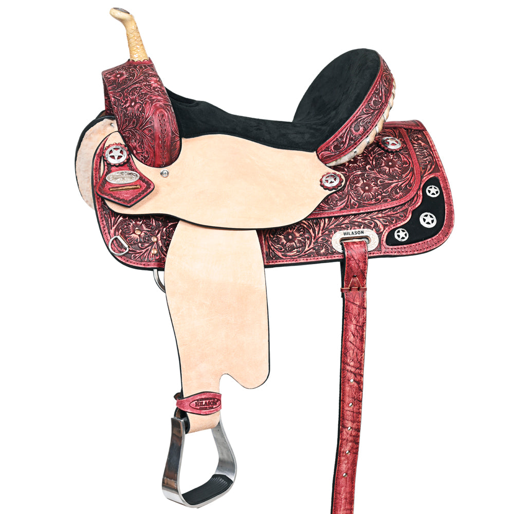 HILASON Western Horse Saddle American Leather Treeless Trail Barrel | for Horses