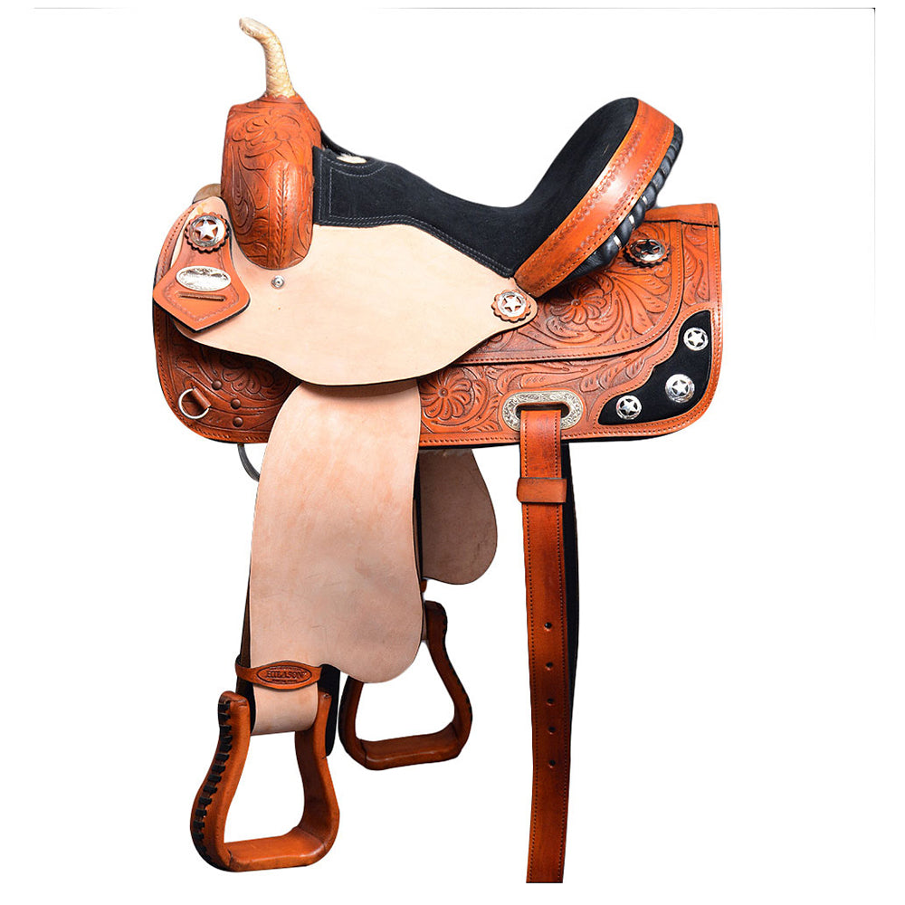 HILASON Western Horse Saddle American Leather Treeless Trail Barrel | for Horses