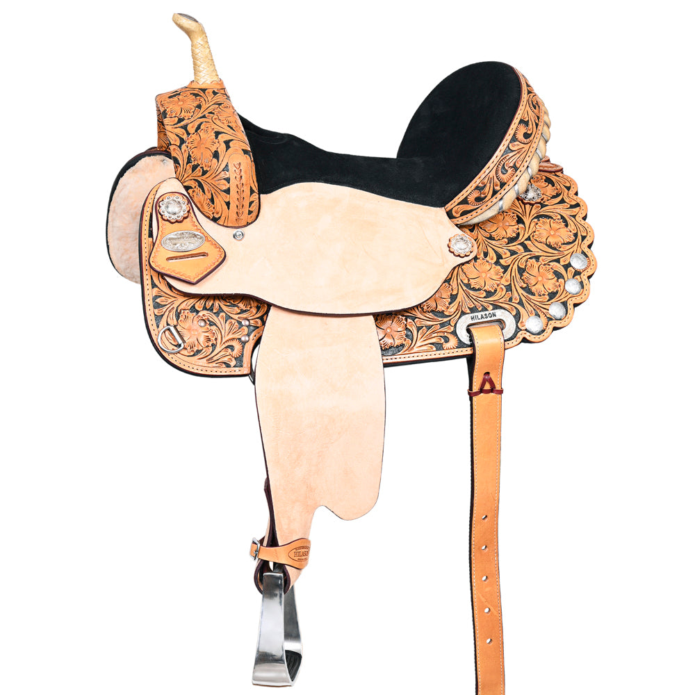 HILASON Western Horse Saddle American Leather Treeless Trail Barrel | for Horses