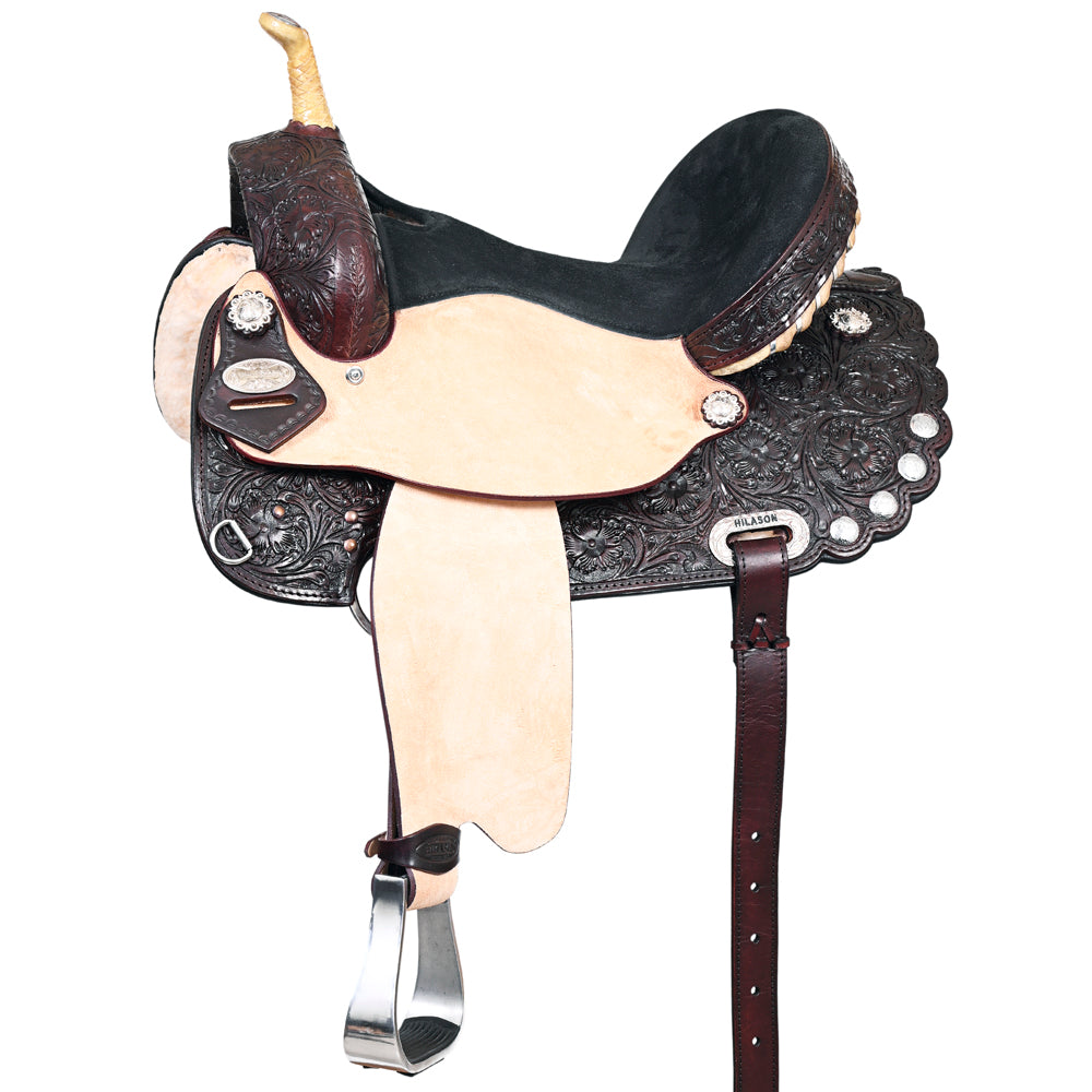 HILASON Western Horse Saddle American Leather Treeless Trail Barrel | for Horses
