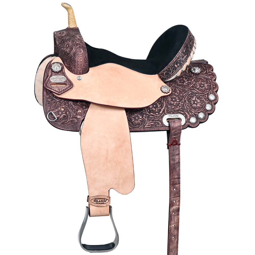 HILASON Western Horse Saddle American Leather Treeless Trail Barrel | for Horses