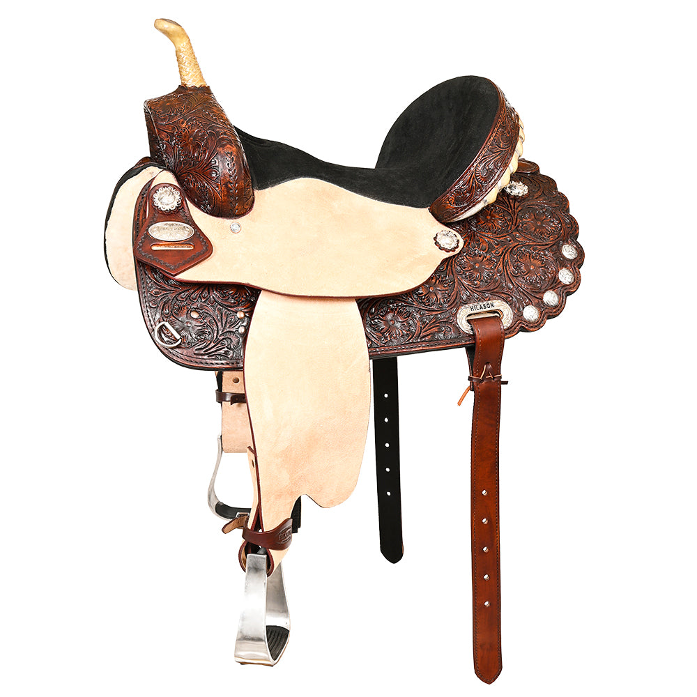 HILASON Western Horse Saddle American Leather Treeless Trail Barrel | for Horses