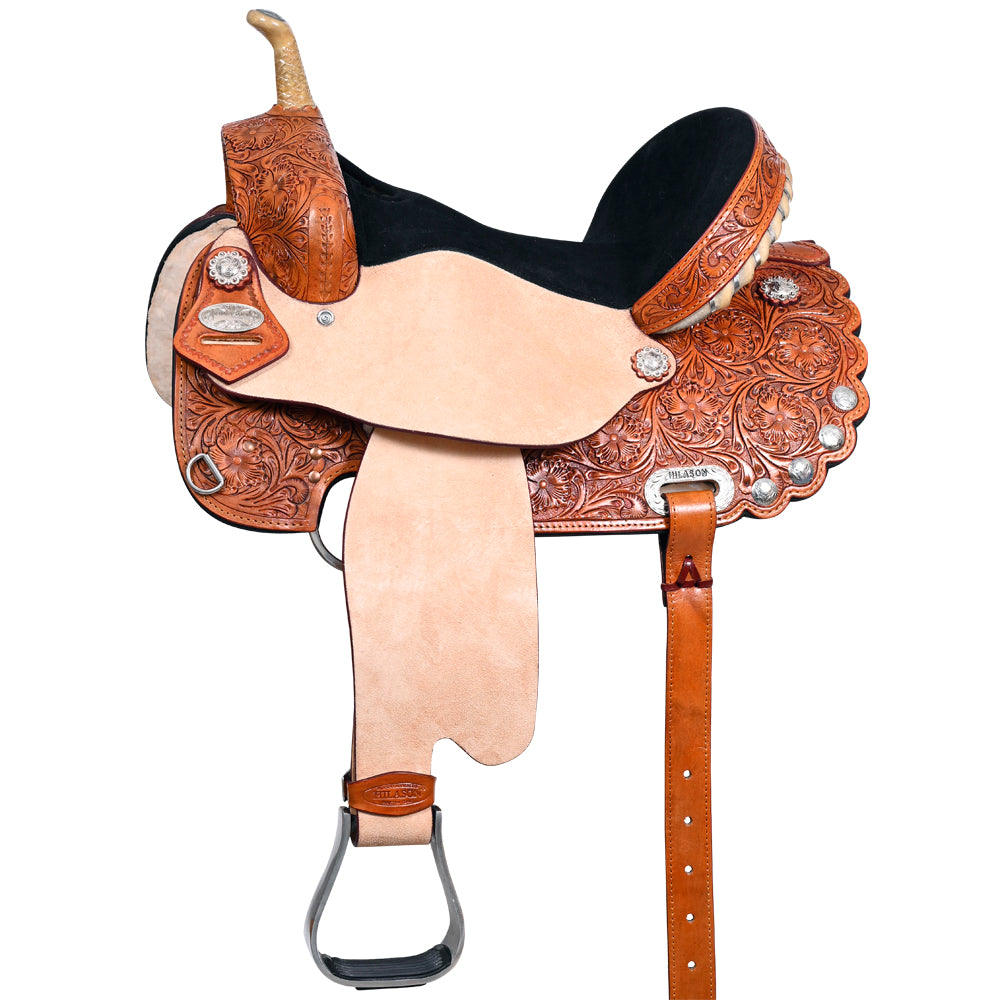 HILASON Western Horse Saddle American Leather Treeless Trail Barrel | for Horses