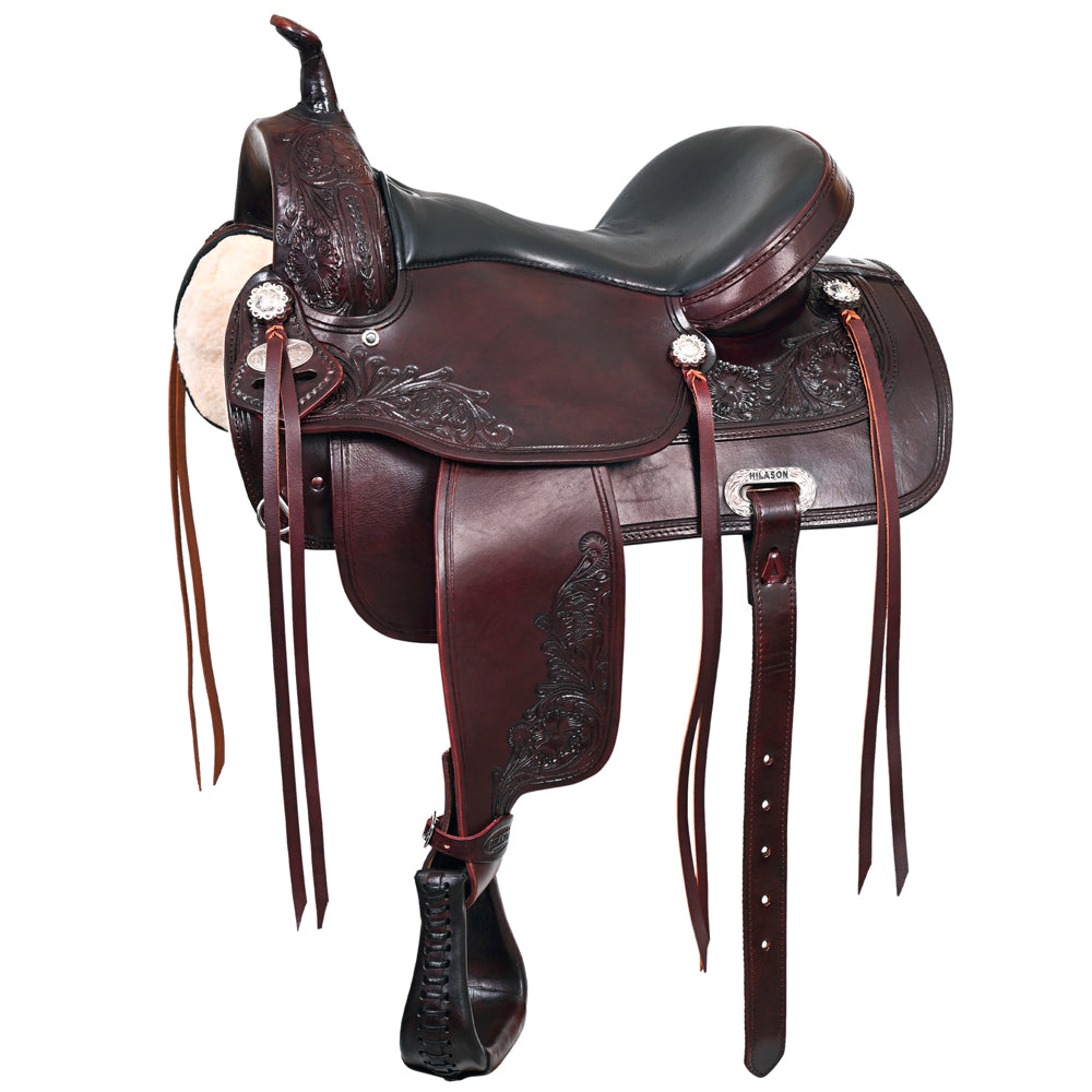 HILASON Western Horse Saddle American Leather Treeless Trail Pleasure | Barrel for Horses