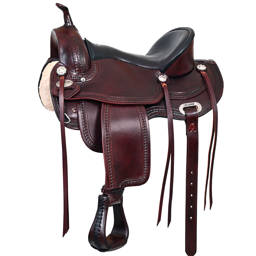 HILASON Western Horse Saddle American Leather Treeless Trail Pleasure | Barrel for Horses