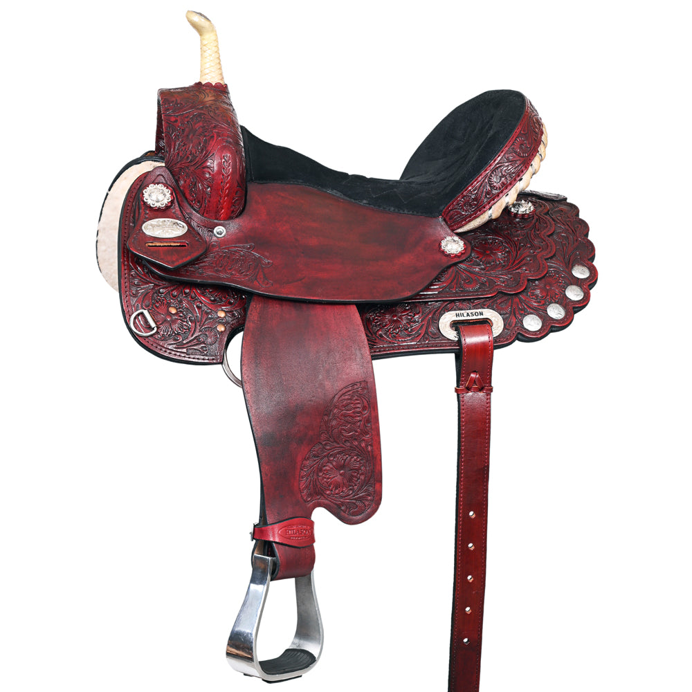 HILASON Western Horse Saddle American Leather Treeless Trail Barrel | for Horses