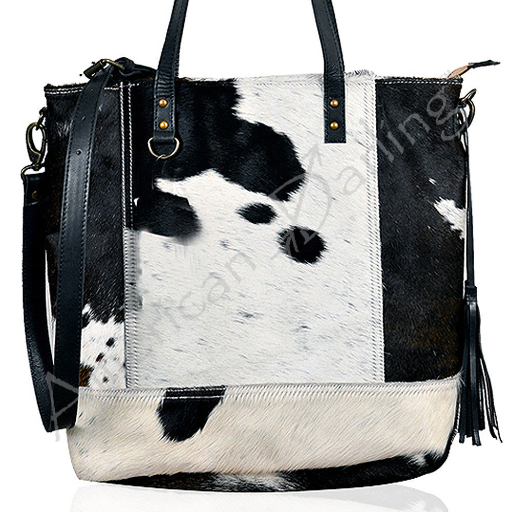 American Darling Western Tote Bag – Hair-On Cowhide with Genuine Leather Trim, Spacious Shoulder Bag for Everyday Use and Travel