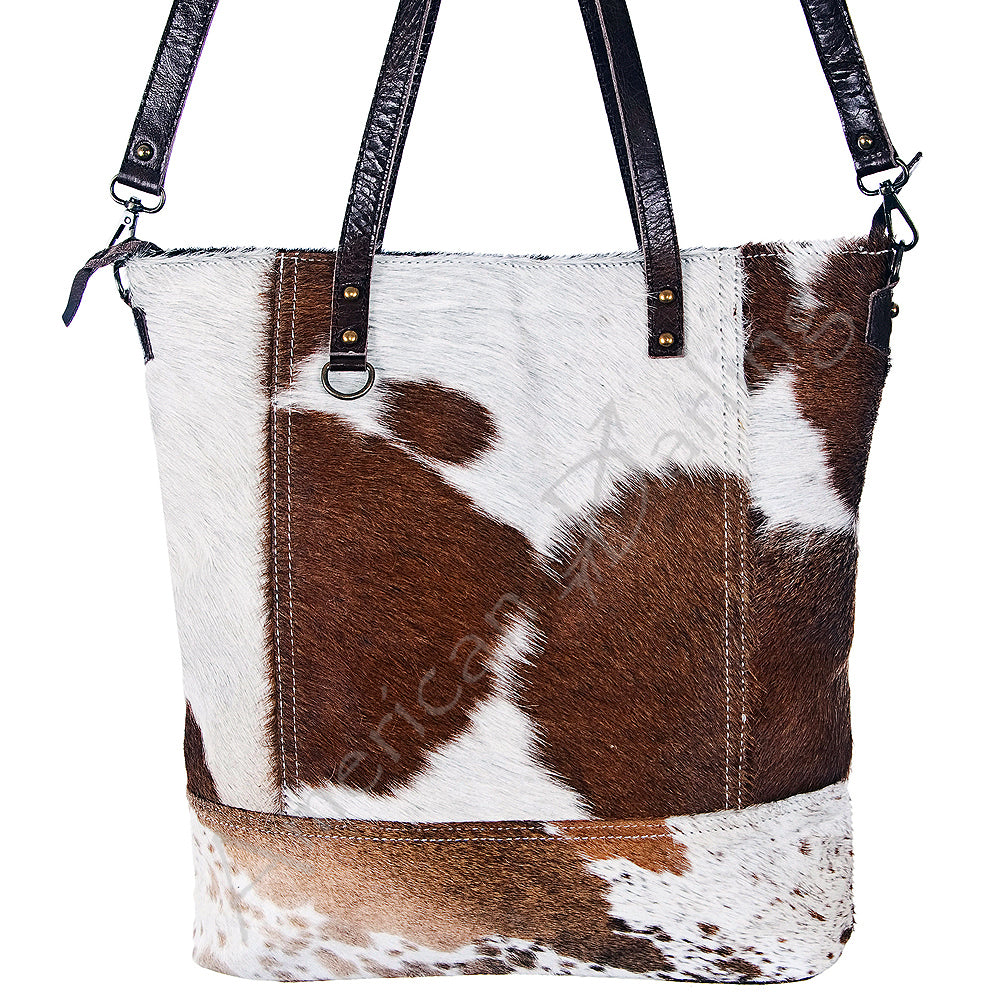 American Darling Western Tote Bag – Hair-On Cowhide with Genuine Leather Trim, Spacious Shoulder Bag for Everyday Use and Travel