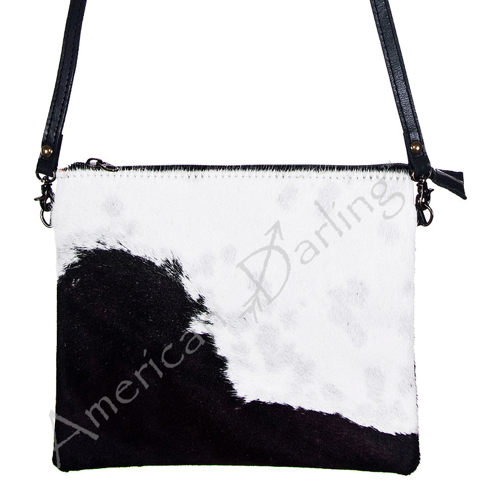 American Darling Western Small Crossbody Bag – Genuine Hair-On Cowhide Leather with Fringes, Adjustable Strap, Handcrafted in Texas