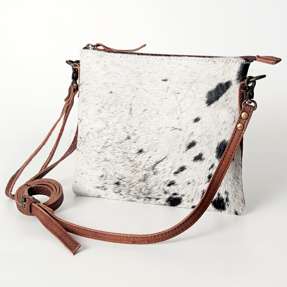 American Darling Western Small Crossbody Bag – Genuine Hair-On Cowhide Leather with Fringes, Adjustable Strap, Handcrafted in Texas
