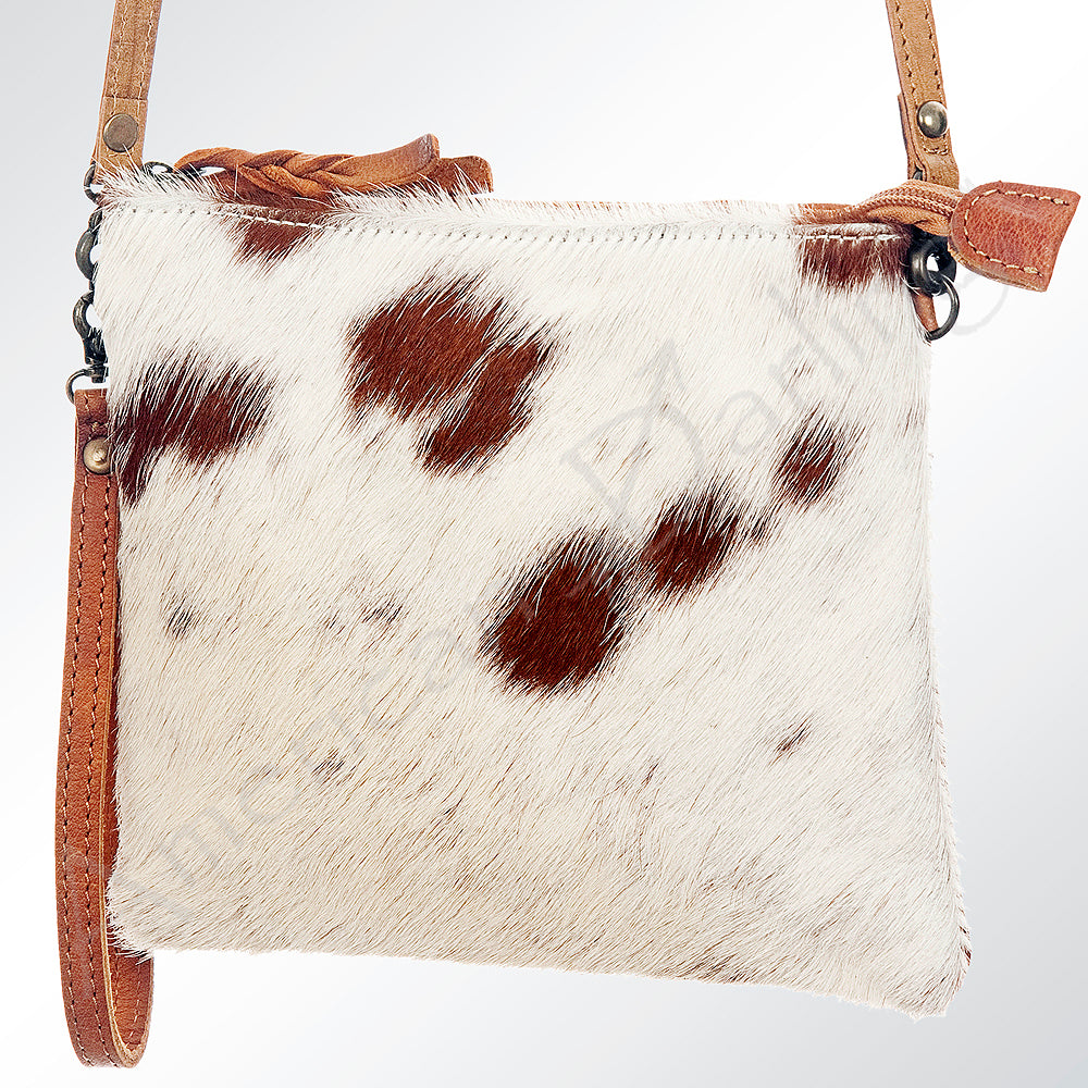 American Darling Western Small Crossbody Bag – Genuine Hair-On Cowhide Leather with Fringes, Adjustable Strap, Handcrafted in Texas