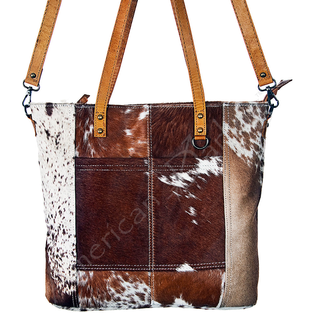American Darling Hair-on Cowhide Tote Bag – Genuine Leather Western Handbag Adjustable Strap
