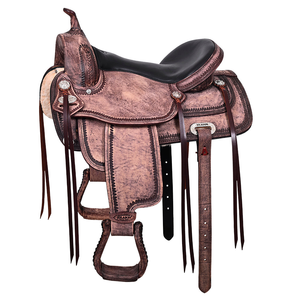 HILASON Western Horse Saddle American Leather Flex Tree Trail & Pleasure Brown | for Horses