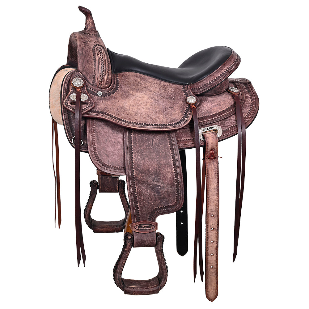 HILASON Western Horse Saddle American Leather Flex Tree Trail & Pleasure Antique Brown | for Horses