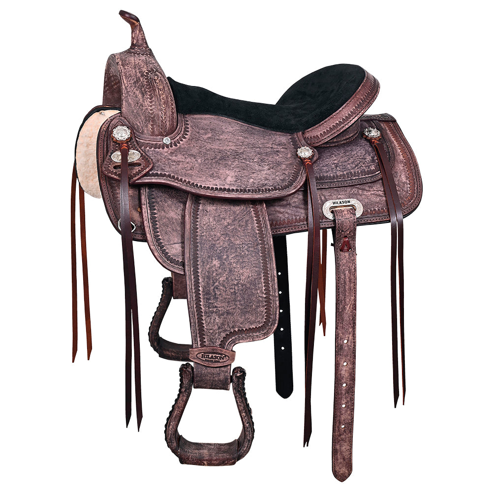 HILASON Western Horse Saddle American Leather Flex Tree Trail & Pleasure Antique Brown | for Horses