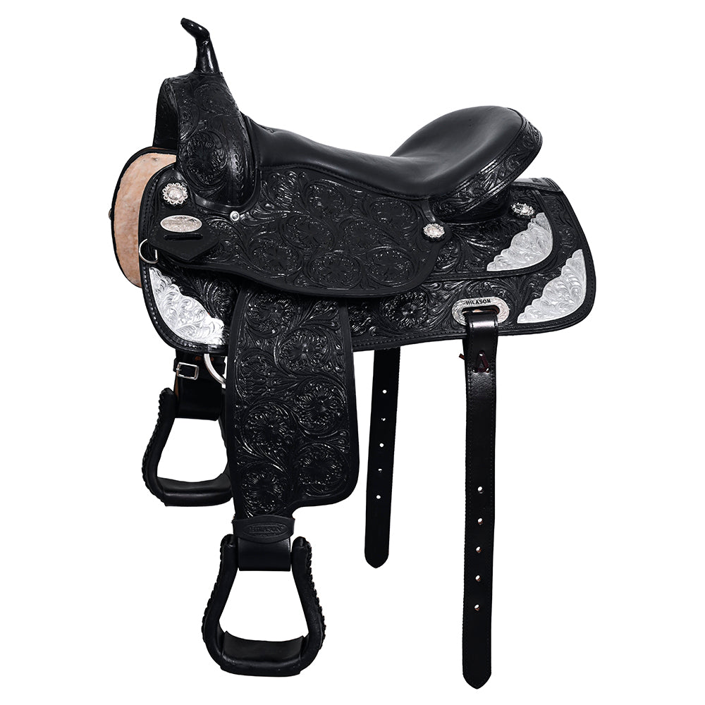 HILASON Western Horse Saddle American Leather Flex Tree Trail & Pleasure Black