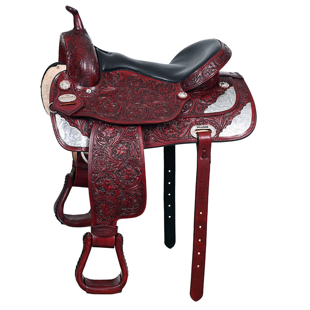 HILASON Western Horse Saddle American Leather Flex Tree Trail & Pleasure Mahogany