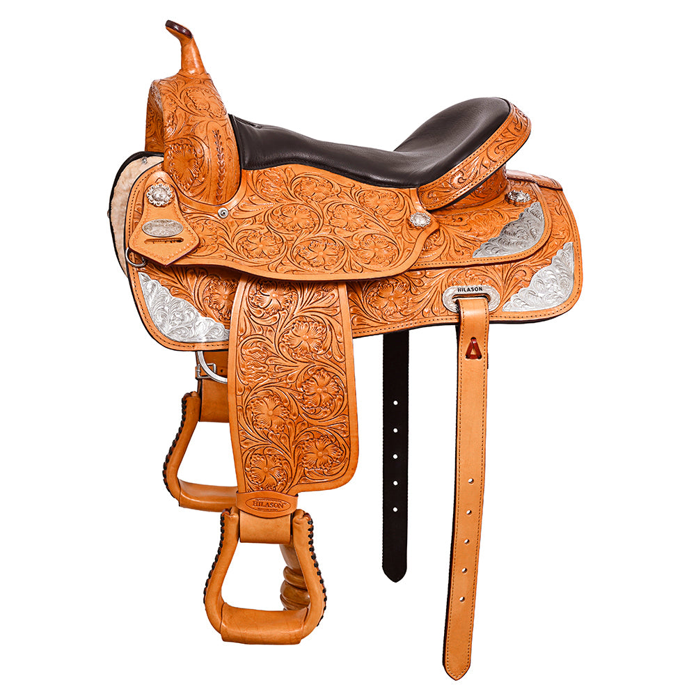 HILASON Western Horse Saddle American Leather Flex Tree Trail & Pleasure Oiled Tan