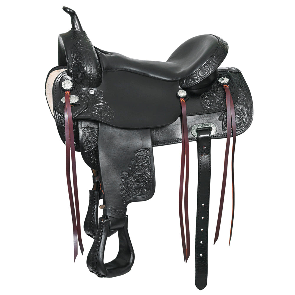HILASON Western Horse Saddle American Leather Flex Tree Trail & Pleasure Black
