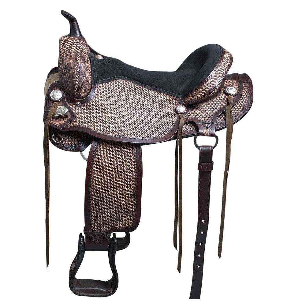 Flex Tree Western Horse Saddle American Leather Barre Trail & Pleasure Brown By Hilason