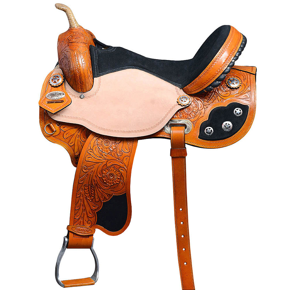 HILASON Flex Tree Western Horse Saddle American Leather Trail Barrel | American Saddle Horse | Leather Saddle | Western Saddle | Saddle for Horses | Horse Saddle Western
