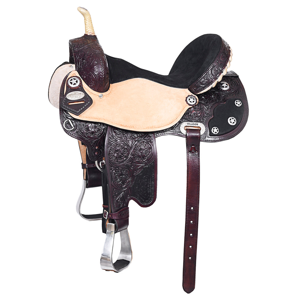 HILASON Flex Tree Western Horse Saddle American Leather Trail Barrel | for Horses