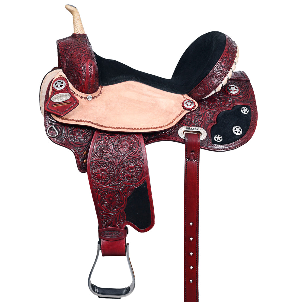 HILASON Flex Tree Western Horse Saddle American Leather Trail Barrel | for Horses