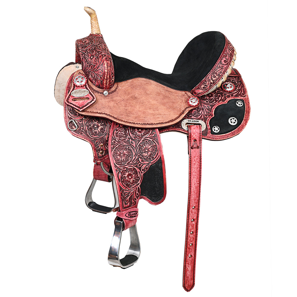 HILASON Flex Tree Western Horse Saddle American Leather Trail Barrel | for Horses