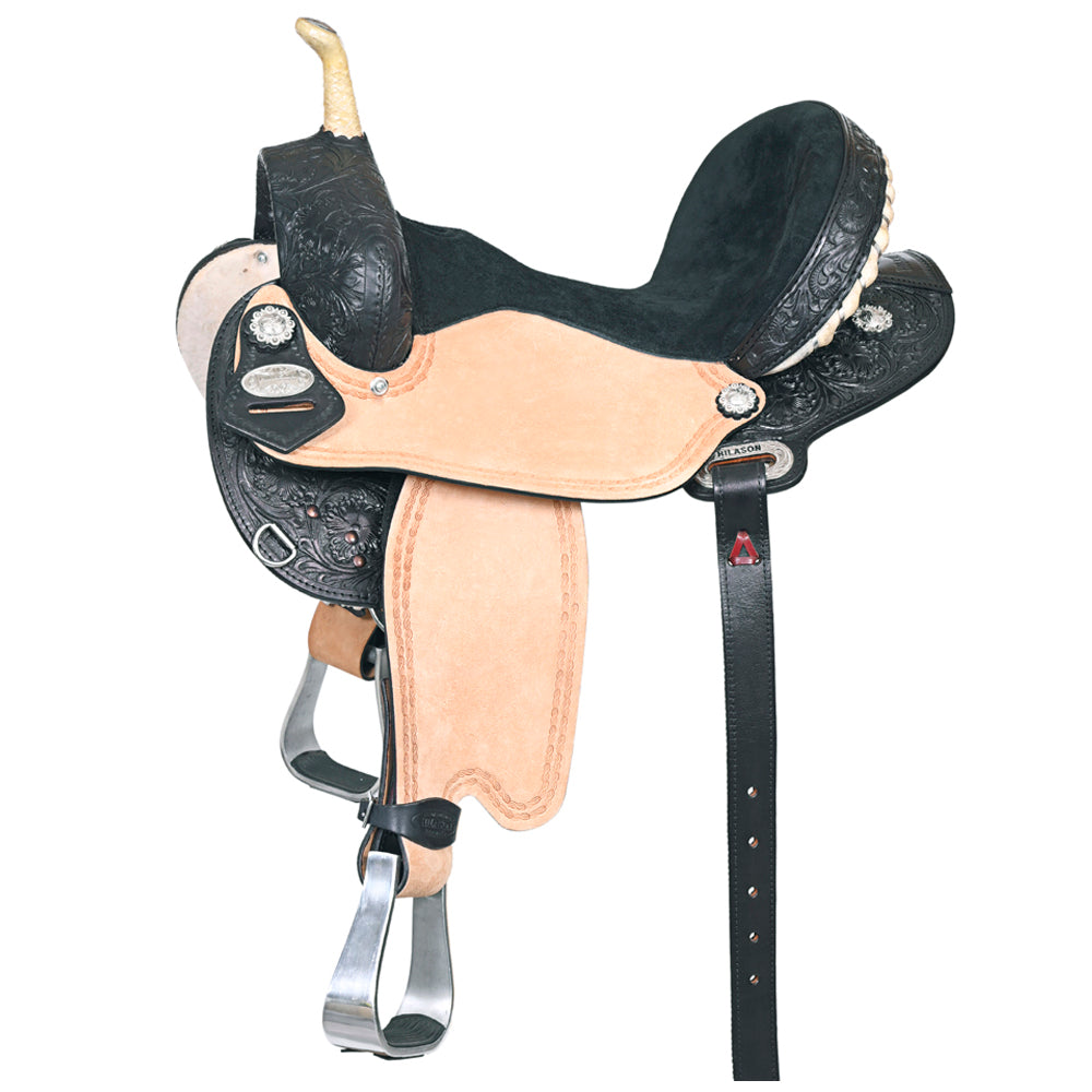 HILASON Western Horse Saddle American Leather Flex Trail Barrel Black | for Horses