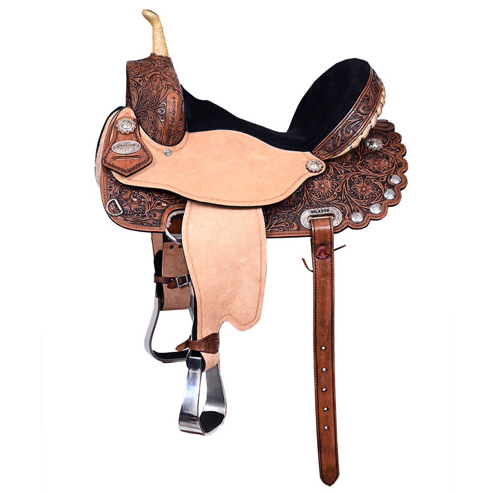 HILASON Flex Tree Western Horse Saddle American Leather Trail Barrel | for Horses