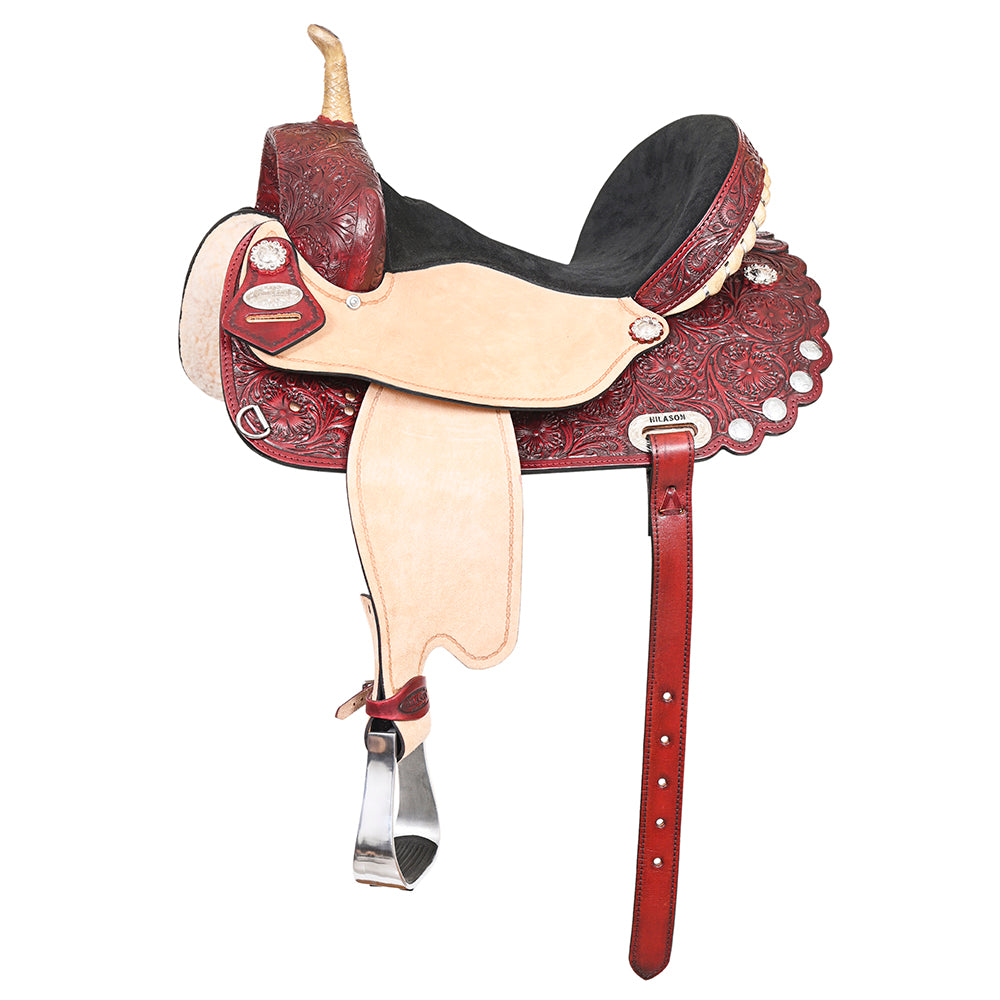 HILASON Flex Tree Western Horse Saddle American Leather Trail Barrel | for Horses