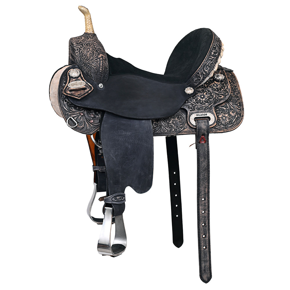 HILASON Flex Tree Western Horse Saddle American Leather Trail Barrel | for Horses