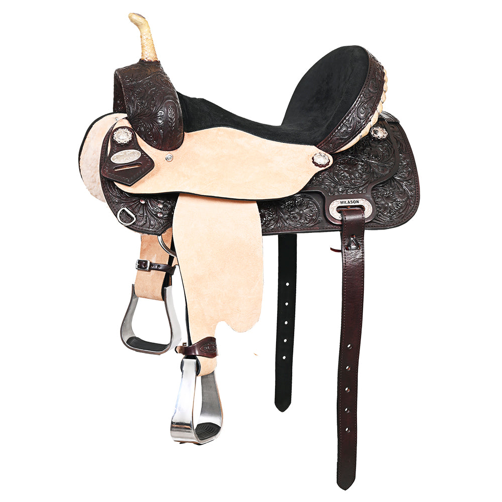 HILASON Flex Tree Western Horse Saddle American Leather Trail Barrel | for Horses