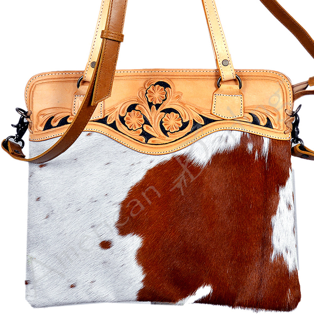 American Darling Cross Body Hand Tooled Hair on-Genuine Leather Western Women Bag Handbag Purse | Crossbody for Cute