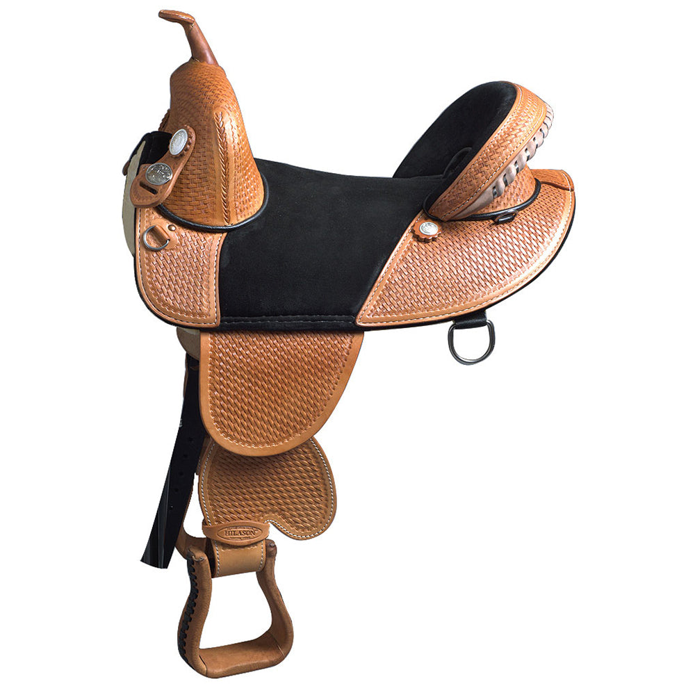 HILASON Western Horse Trail Barrel Racing American Leather Saddle | Treeless for Horses