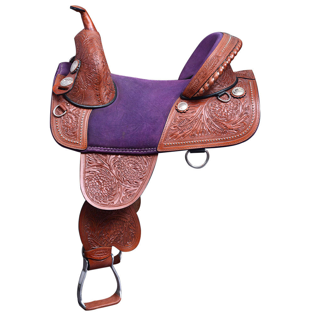 HILASON Western American Leather Trail Barrel Racing Horse Saddle | Treeless for Horses