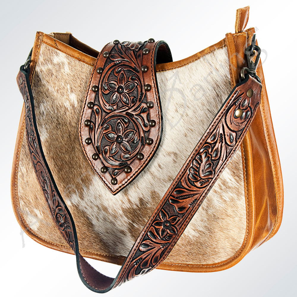 American Darling Women's Hobo Bag Western Hand Tooled Hair-On Genuine Leather Handbag and Ladies Purse