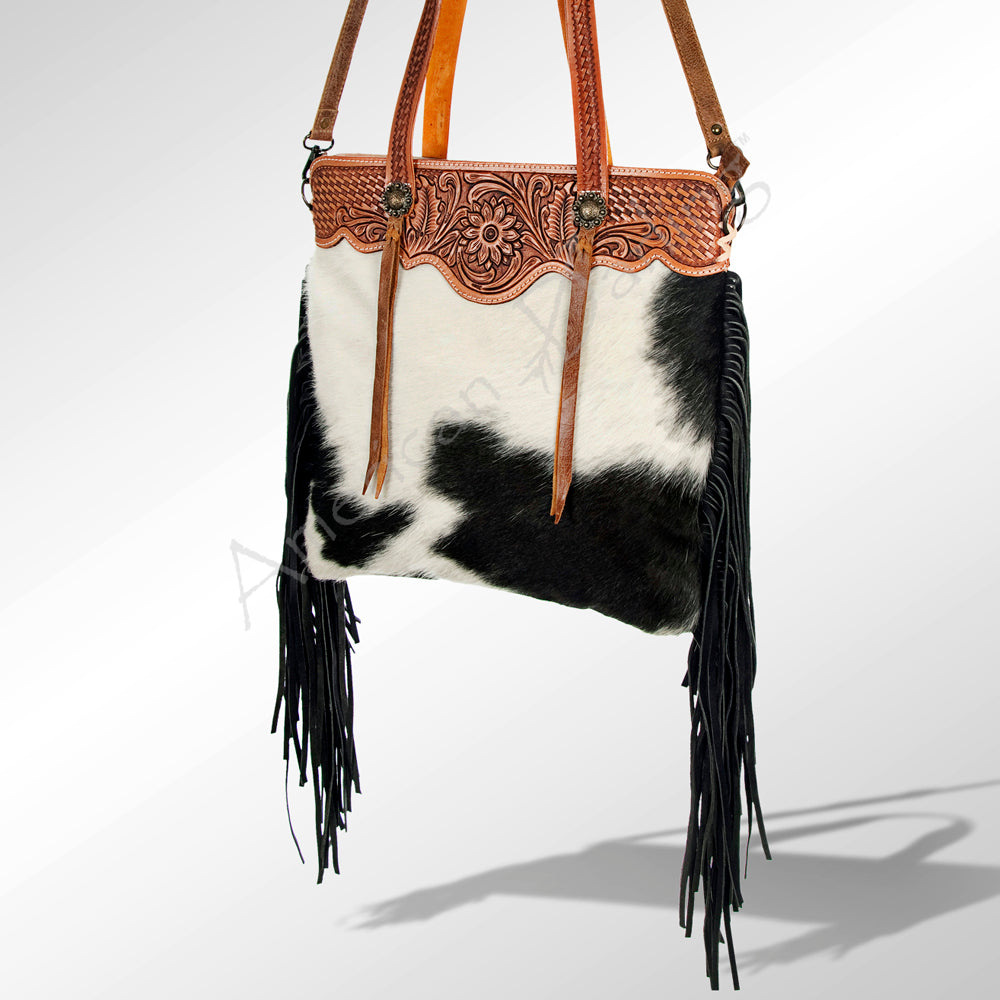 American Darling Cross Body Hand Tooled Hair on-Genuine Leather Western Women Bag Handbag Purse | Crossbody for Cute