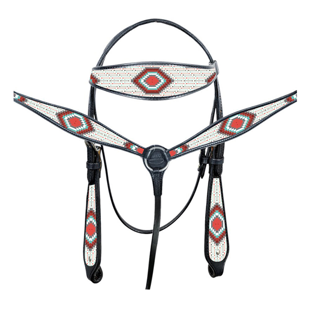 HILASON Western Horse Leather Headstall & Breast Collar Tack Set