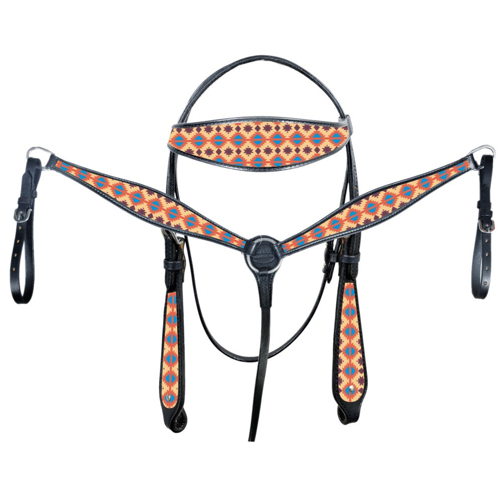Western Horse Headstall Breast Collar Set Tack American Leather Hilason