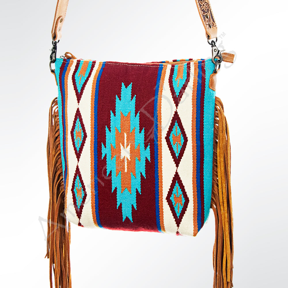 American Darling CrossBody Bag Saddle Blanket Fabric Genuine Leather Western Women Handbag Purse | for Cute Travel