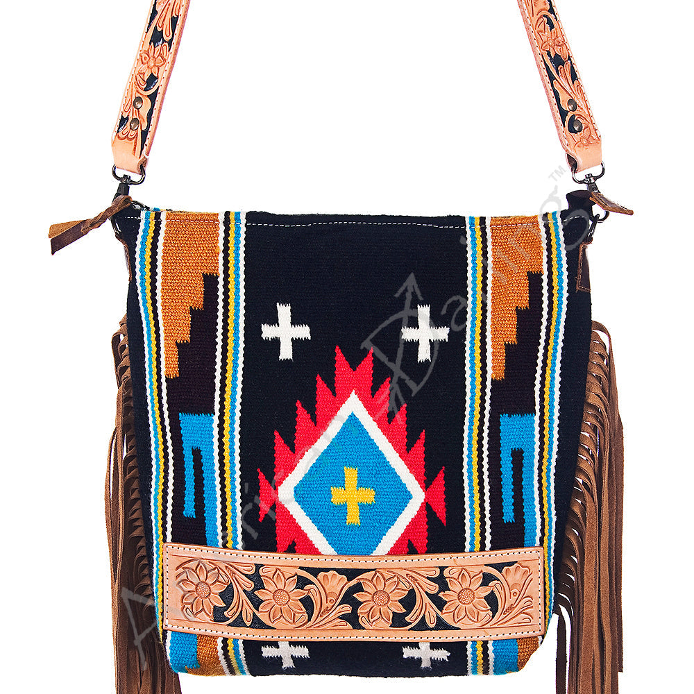 ADBG209 American Darling Hand Tooled Saddle Blanket Genuine Leather Women Bag Western Handbag Purse