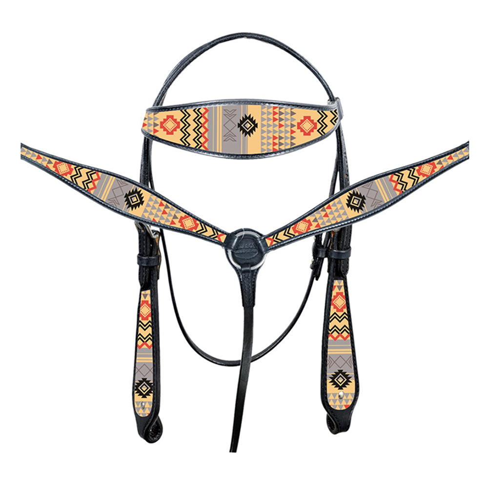 HILASON Western Horse Leather Headstall & Breast Collar Tack Set