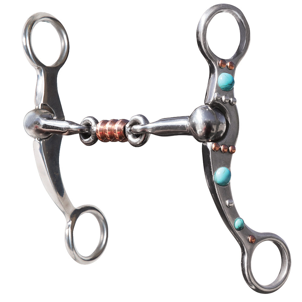 Professionals Choice Pro Stone Dot Horse Shank Dogbone Bit Turquoise